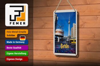 Panneau de voyage en étain, 12x18cm, horloge de Berlin, allemagne, panneau Alexanderplatz 3