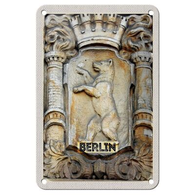 Panneau de voyage en étain, 12x18cm, Berlin, allemagne, blason, Sculpture