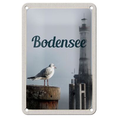 Tin sign travel 12x18cm Lake Constance Germany lighthouse sign