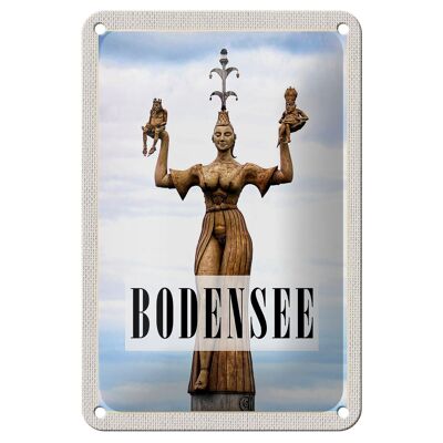 Blechschild Reise 12x18cm Bodensee Deutschland Statue Frau Schild