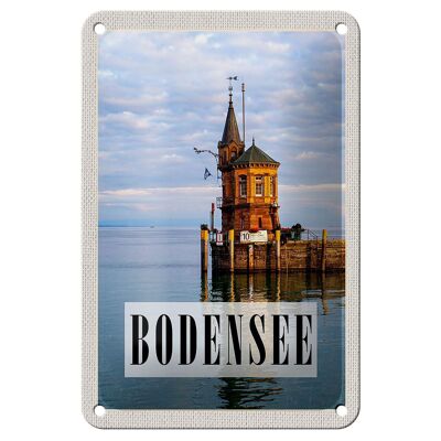 Cartel de chapa de viaje, 12x18cm, lago de Constanza, Alemania, casa, lago
