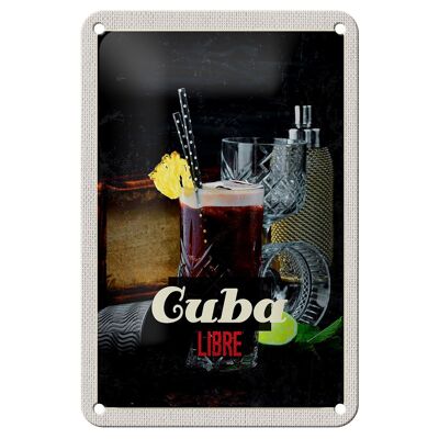 Targa in metallo da viaggio 12x18 cm Cuba Caribbean Vacation Drinks Libre Sign