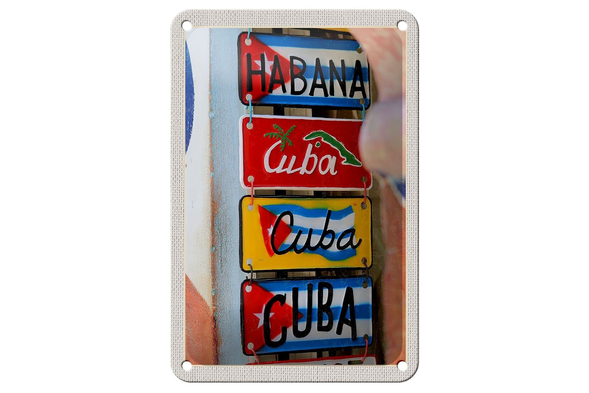 Targa in metallo da viaggio 12x18 cm Decorazione destinazione viaggio Cuba Caraibi Havana