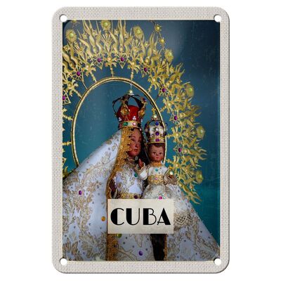 Targa in metallo da viaggio 12x18 cm Cuba Caribbean Queen come statua