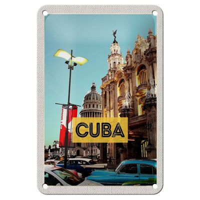 Targa in metallo da viaggio 12x18 cm Decorazione natalizia Cuba Caraibi Downtown