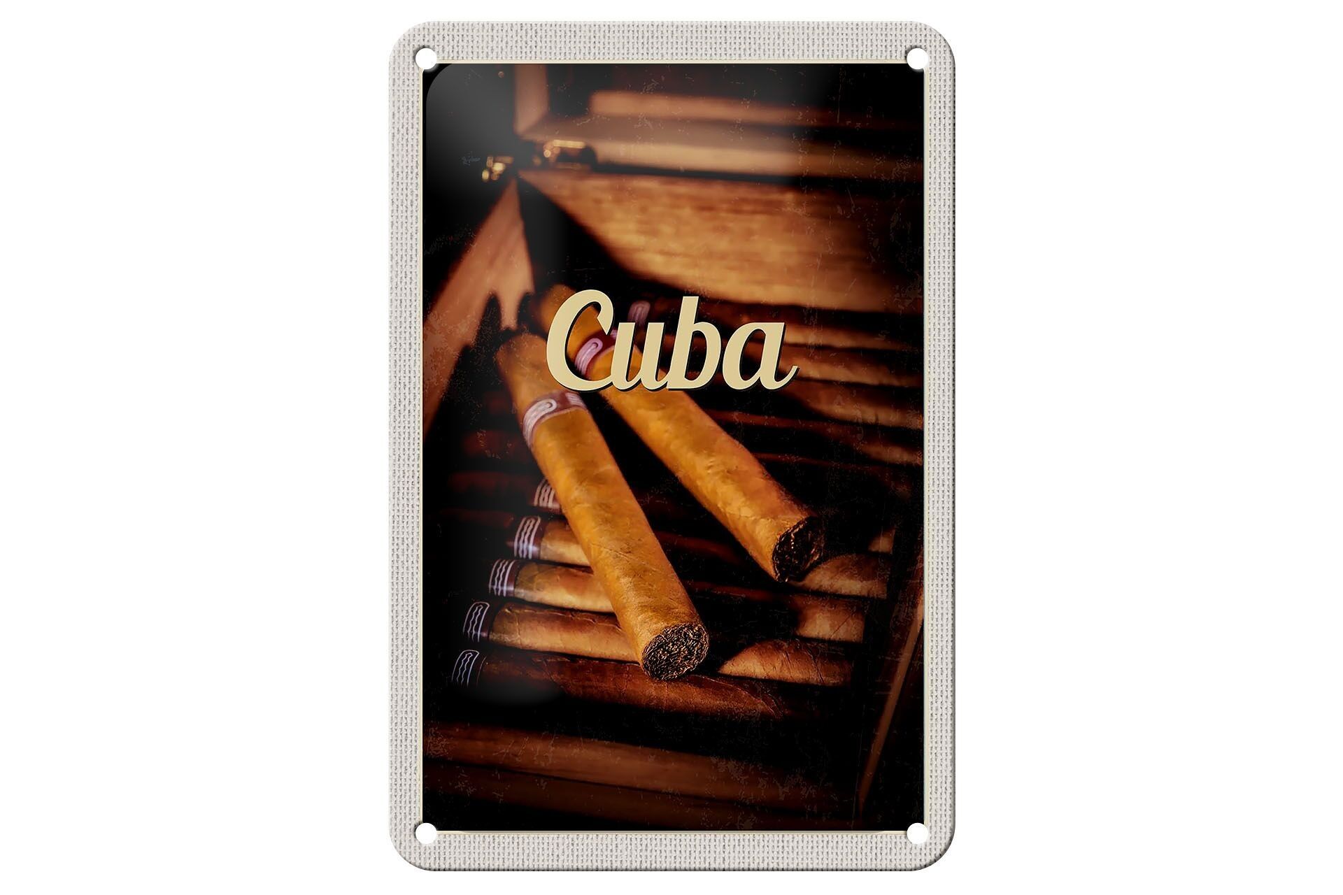 Targa in metallo da viaggio 12x18 cm Cuba Caraibi Segno di sigaretta cubana