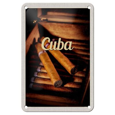 Targa in metallo da viaggio 12x18 cm Cuba Caraibi Segno di sigaretta cubana