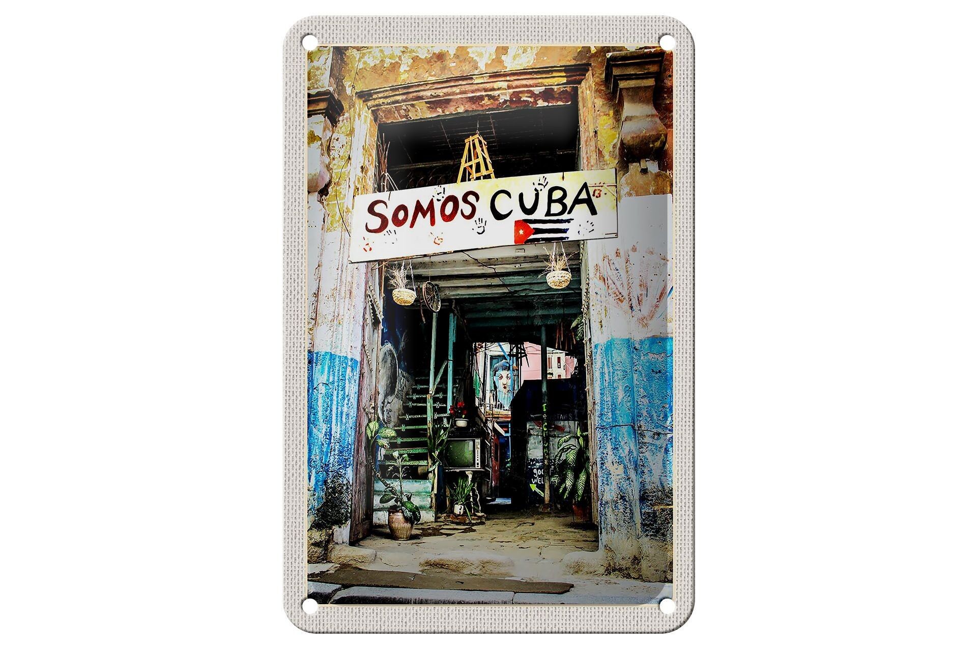 Targa in metallo da viaggio 12x18 cm Cuba Caraibi Somos Travel Vacation Sign