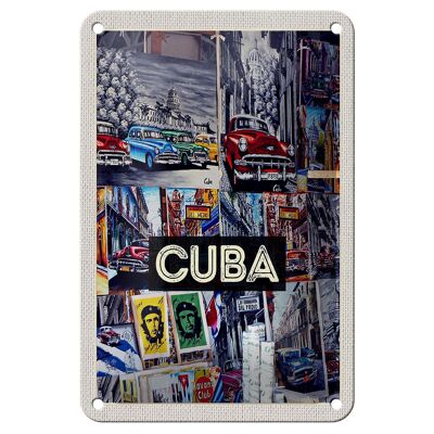 Targa in metallo da viaggio 12x18 cm Cuba Caribbean Freedom City Painting Sign