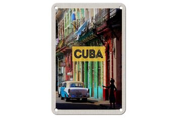 Panneau de voyage en étain, 12x18cm, Cuba, caraïbes, Vintage, voiture, maison, allée 1
