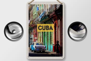 Panneau de voyage en étain, 12x18cm, Cuba, caraïbes, Vintage, voiture, maison, allée 2