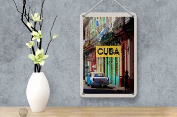 Panneau de voyage en étain, 12x18cm, Cuba, caraïbes, Vintage, voiture, maison, allée 4