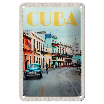 Blechschild Reise 12x18cm Cuba Karibik Stadtzentrum Stadt Dekoration