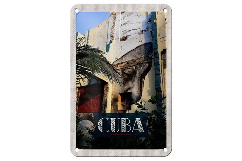 Blechschild Reise 12x18cm Cuba Karibik Gemälde auf Hauswand Schild