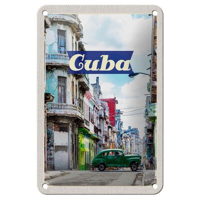 Targa in metallo da viaggio 12x18 cm Cuba Caraibi dipinto decorazione natalizia