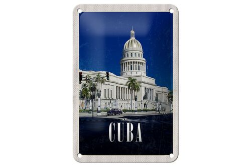 Blechschild Reise 12x18cm Cuba Karibik Gemälde Sehenswürdigkeit Schild