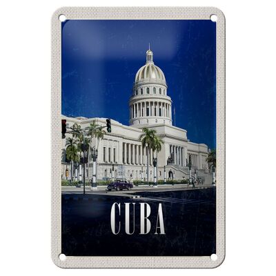 Targa in metallo da viaggio 12x18 cm Cuba Caribbean Painting Sight Sign