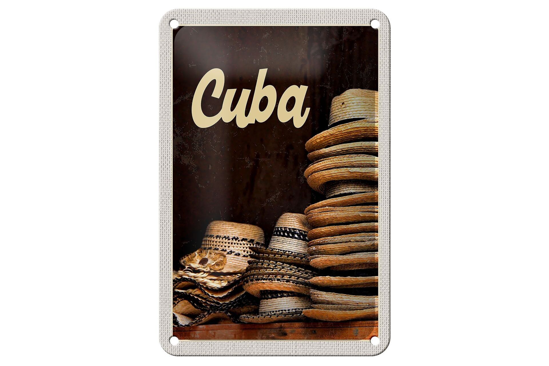 Targa in metallo da viaggio 12x18 cm Cuba Caribbean Hat Holiday Decorazione natalizia