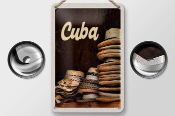 Signe en étain voyage 12x18cm, chapeau Cuba caraïbes, décoration de vacances 2