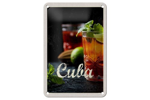 Blechschild Reise 12x18cm Cuba Karibik Cocktail Limette Minze Schild