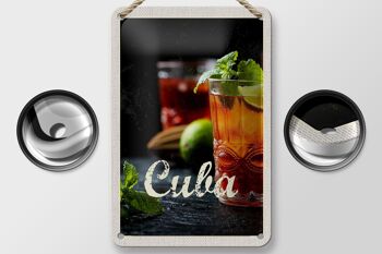 Signe de voyage en étain, 12x18cm, Cuba, caraïbes, Cocktail, citron vert, menthe 2