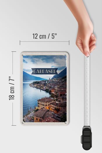 Panneau de voyage en étain, 12x18cm, lac de garde, italie, vue sur la ville et le lac 5