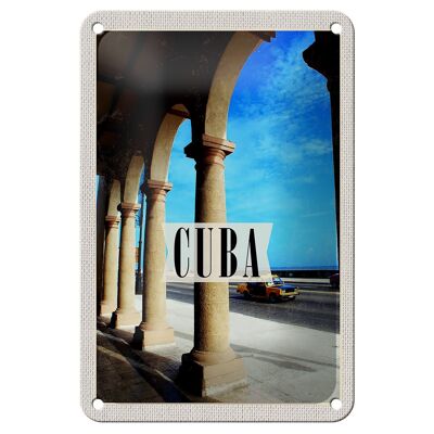 Targa in metallo da viaggio 12x18 cm Cuba Caribbean Street Car Sign dipinto