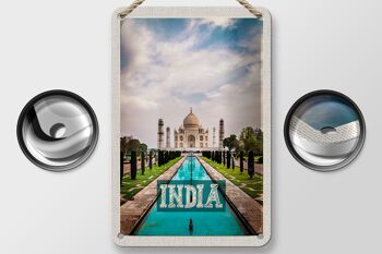 Panneau de voyage en étain, 12x18cm, inde, Taj Mahal, Agra, panneau de jardin 2