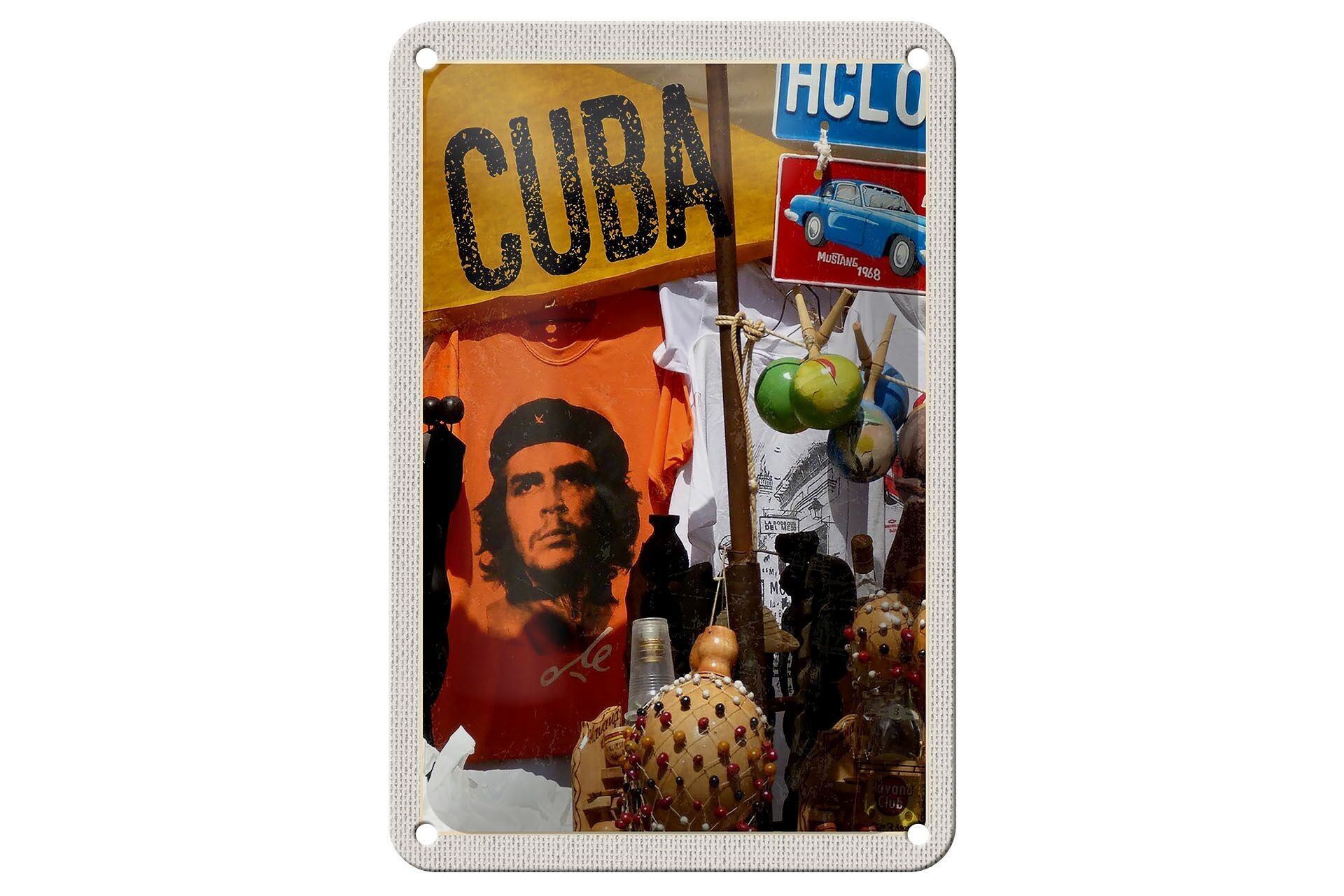 Targa in metallo da viaggio 12x18 cm Cuba Caraibi Che Guevara Havana Club Sign