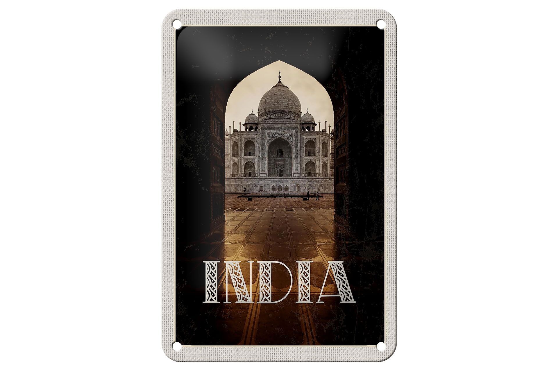 Targa in metallo da viaggio 12x18 cm India Temple Hinduism New Delhi Sign