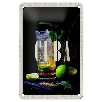 Targa in metallo da viaggio 12x18 cm Cuba Caraibi Cocktail Lime Decorazione