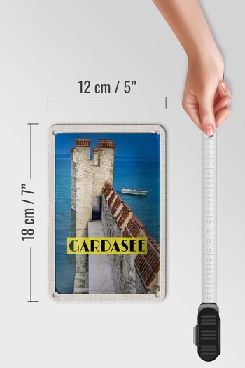 Panneau de voyage en étain, 12x18cm, lac de garde, italie, construction de bateaux, panneau d'été 5