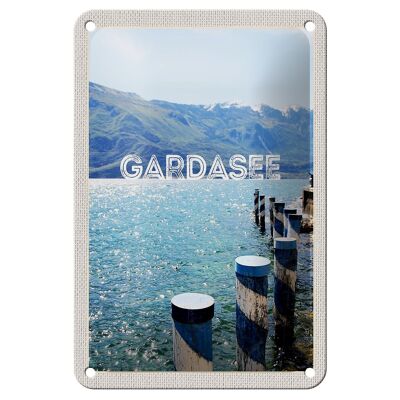 Blechschild Reise 12x18cm Gardasee Italien See Gebirge Reise Schild