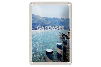 Panneau de voyage en étain, 12x18cm, lac de garde, italie, montagnes du lac, panneau de voyage 1
