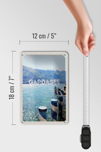 Panneau de voyage en étain, 12x18cm, lac de garde, italie, montagnes du lac, panneau de voyage 5