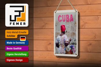 Panneau de voyage en étain 12x18cm, panier de femme des caraïbes de Cuba avec signe de fleurs 3