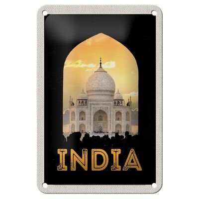 Cartel de chapa de viaje, 12x18cm, India, Mezquita Blanca, religión, Islam