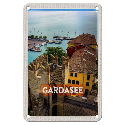 Letrero de chapa de viaje, 12x18cm, lago de Garda, Italia, barcos, vista del lago