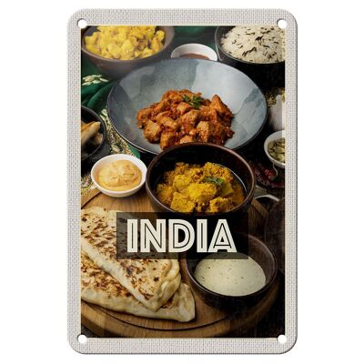 Targa in metallo da viaggio 12x18 cm India Food Curry Pollo Riso
