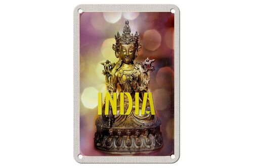 Blechschild Reise 12x18cm Indien Skulptur Buddhistische Göttin Schild