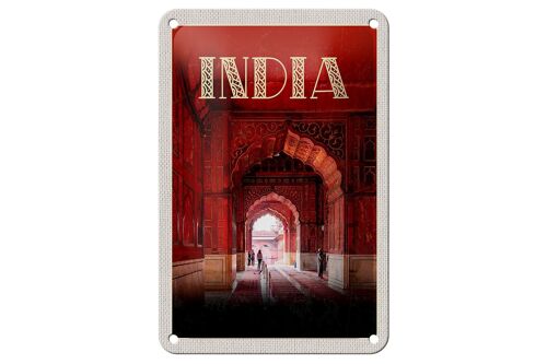 Blechschild Reise 12x18cm Indien Inner Moschee rot beten Islam Schild