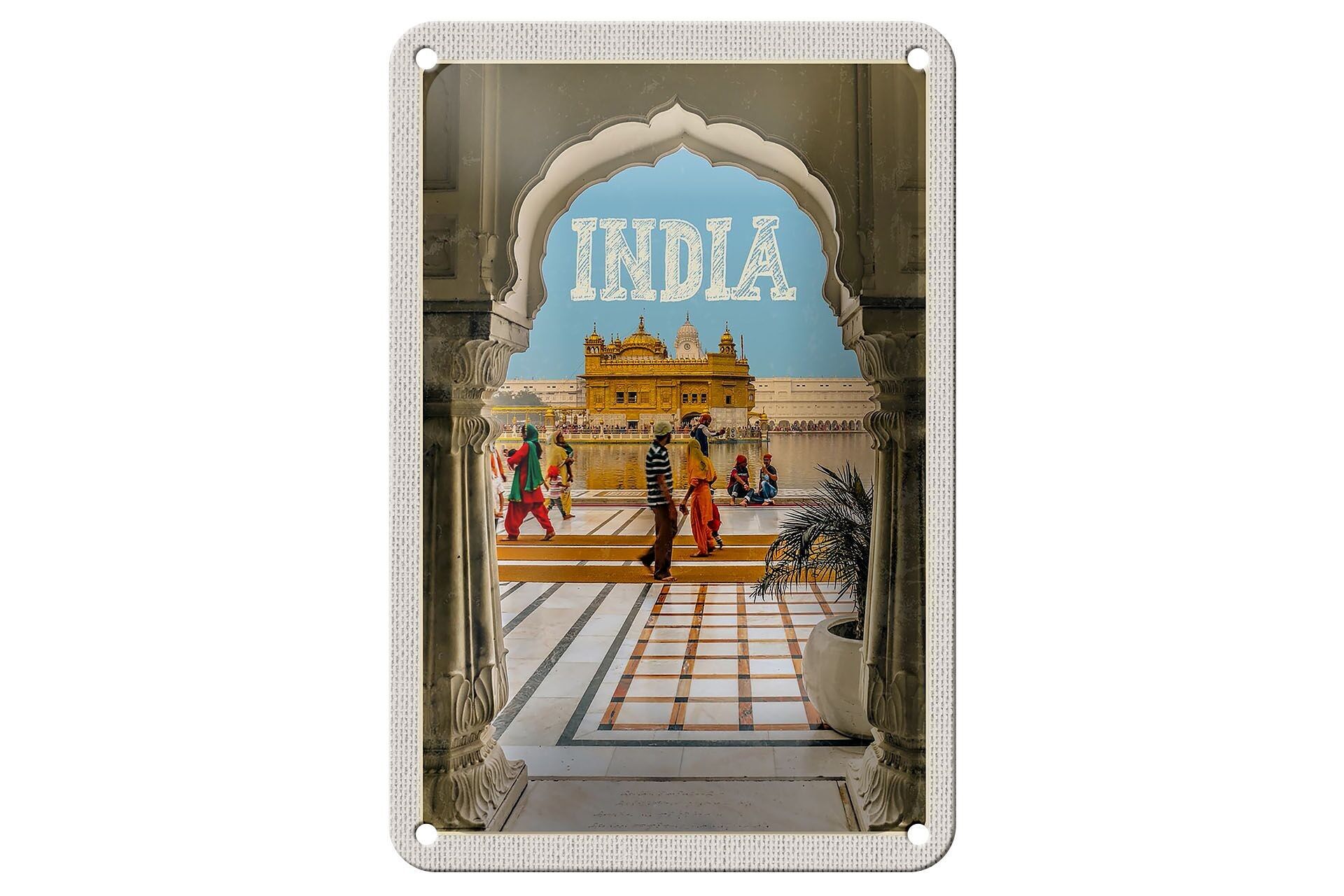 Targa in metallo da viaggio 12x18 cm Decorazione India Golden Temple Amritsar