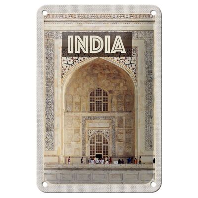 Blechschild Reise 12x18cm Indien Moschee Eingang Islam Menschen Schild