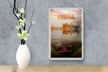 Panneau de voyage en étain, 12x18cm, Temple indien, Amritsar, lac sacré 4