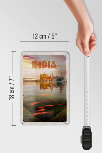 Panneau de voyage en étain, 12x18cm, Temple indien, Amritsar, lac sacré 5