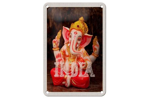 Blechschild Reise 12x18cm Indien Skulptur Ganesha Gott Hindu Schild