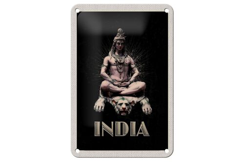 Blechschild Reise 12x18cm Indien Gott Buddhismus Löwe Meditieren Schild