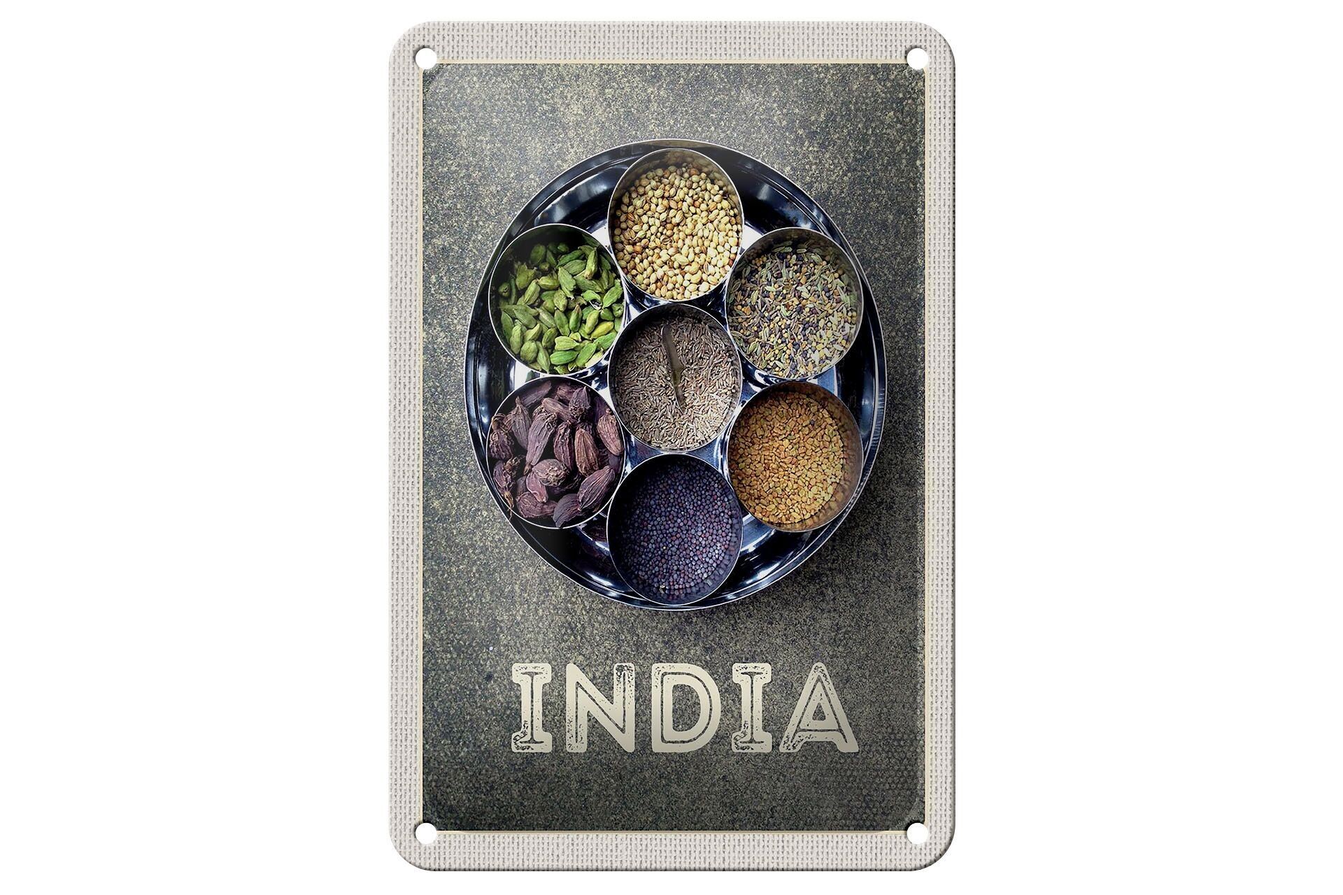 Targa in metallo da viaggio 12x18 cm India Spezie Finocchio Cardamomo Anice
