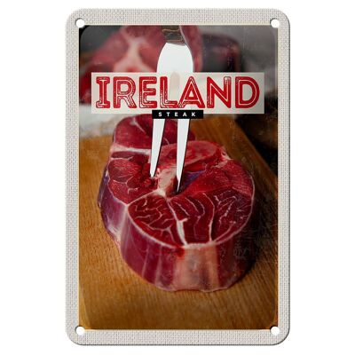 Cartel de chapa de viaje, 12x18cm, Irlanda, comida, bistec rojo, cartel de carne