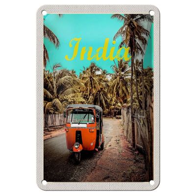 Cartel de chapa de viaje, 12x18cm, India Street Tuk Tuk Taxi Asia Sign